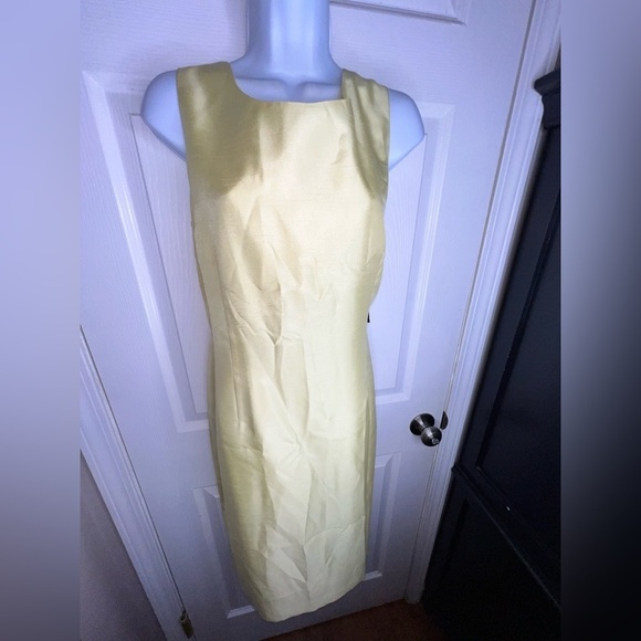 NWT Le Suit Women’s 14 Yellow Sheath Spring Dress Set Blazer Jacket XL Church - Picture 4 of 16